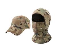 1 Piece Camo Peaked Cap with 1 Piece Camo Neck Gaiter, Tactical Camouflage Neck Gaiter, Outdoor Sun Protection Hat, Suitable for Running, Fishing, Hunting, Mountaineering and Camping