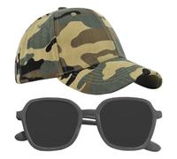 1 Piece Camouflage Peaked Cap, 1 Pair of Sunglasses, Children's Baseball Cap, Adjustable Back Buckle Hat, Outdoor Summer Sun Hat, Breathable Sports Hat
