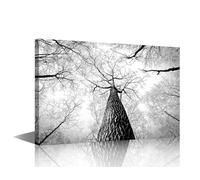1 Piece Canvas Wall Art - Leafless Tree Pictures for Living Room Black and White Canvas Wall Art - Modern House Decorations Giclee Gallery-Wrapped Posters and Prints Ready to Hang(24"Wx36"H)