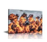 1 Piece Canvas Wall Art Painting Army Apache Attack Helicopter Wall Decor for Living Room Military Aircraft Pictures Print on Canvas Framed Modern Artwork for Home Wall Bedroom Decorations 18x12in
