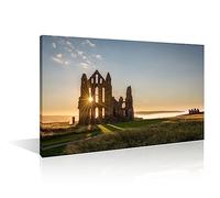 1 Piece Canvas Wall Art Sun Star on Whitby Abbey Wall Decorations The Gothic Ruins of Whitby Abbey Bedroom Wall Decor Bathroom Decor Wall Art Artwork for Home Walls Framed Ready to Hang (16''Wx 24''H)