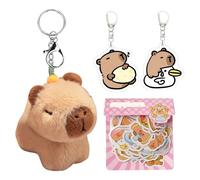 1 Piece Capybara Pendant, 2 Piece Capybara Keychain and 100 Pieces Capybara Stickers, Packaging Decoration Dolls, Acrylic Keychain, Cartoon DIY Stickers.
