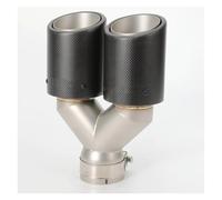 1 Piece Car Carbon Fiber Matte Muffler Tip Y Shape Double Exit Exhaust Pipe Mufflers Nozzle Decoration Car Exhaust Tail Pipe(51MM IN 89MM OUT)