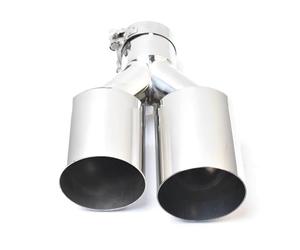 1 Piece Car Simgle Layer Dual Exhaut Pipe Universal Left Or Right Side Double Shinny Stainless Steel Car Muffler Tip Rear Muffler Tip Tail(70-101mm)