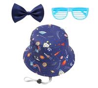 1 Piece Cartoon Sun Hat, 1 Piece Glasses And 1 Piece Bow Tie, Children'S Sun Hat, Adjustable Fisherman'S Hat, Boy Dressing Supplies.