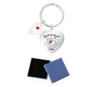 1 Piece Cat Keychain and 1 Piece Gift Box, Cute Cat Keychain, Stainless Steel Keychain, Gift Keychain