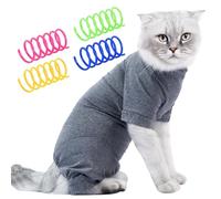 1 Piece Cat Recovery Suit With 4 Spring Toys, Soft Breathable Cat Clothes, Wound Protection Vest, Pet Pajamas (Grey)