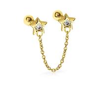 1 Piece Chain Star Zircon Piercing Stud Earrings For Women Earring Earings Jewelry Pendientes