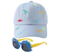 1 Piece Children's Baseball Cap, 1 Pair of Blue Glasses, Dinosaur Decoration, Embroidered Sun Hat, Sun Protection Hat for Boys and Girls, Outdoor Sports and Leisure Hat