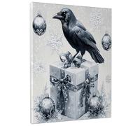 1 Piece Christmas Crow Ravens Bird Canvas Prints Wall Art 8 * 12, Luxury Xmas Gifts Box Vertical Wall Art for Living Room Bedroom, Small Large Winter Decor Poster Women Men