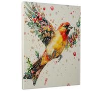 1 Piece Christmas Goldfinch Bird Canvas Prints Wall Art 8 * 12, Xmas Balls Snowflakes Vertical Wall Art for Living Room Bedroom, Small Large Winter Decor Poster Women Men