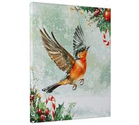 1 Piece Christmas Oriole Bird Canvas Prints Wall Art 8 * 12, Xmas Watercolor Snow Vertical Wall Art for Living Room Bedroom, Small Large Winter Decor Poster Women Men