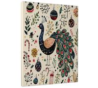 1 Piece Christmas Peacocks Bird Canvas Prints Wall Art 16 * 20, Funny Xmas Cartoon Vertical Wall Art for Living Room Bedroom, Small Large Winter Decor Poster Women Men