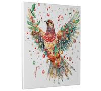 1 Piece Christmas Quail Bird Canvas Prints Wall Art 8 * 12, Xmas Balls Snowflakes Vertical Wall Art for Living Room Bedroom, Small Large Winter Decor Poster Women Men