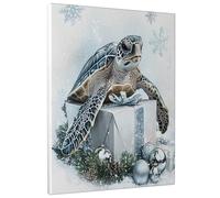 1 Piece Christmas Sea Turtle Canvas Prints Wall Art 16 * 20, Luxury Xmas Gifts Box Vertical Wall Art for Living Room Bedroom, Small Large Sealifes Decor Poster Women Men
