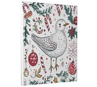 1 Piece Christmas Seagull Bird Canvas Prints Wall Art 12 * 16, Funny Xmas Cartoon Vertical Wall Art for Living Room Bedroom, Small Large Winter Decor Poster Women Men