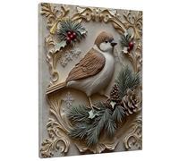 1 Piece Christmas Sparrow Bird Canvas Prints Wall Art 8 * 12, Novelty Luxury Xmas Vertical Wall Art for Living Room Bedroom, Small Large Winter Decor Poster Women Men