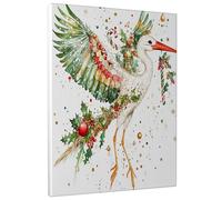 1 Piece Christmas Storks Bird Canvas Prints Wall Art 8 * 12, Xmas Balls Snowflakes Vertical Wall Art for Living Room Bedroom, Small Large Winter Decor Poster Women Men