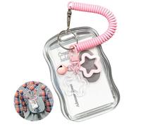1 Piece Clear ID Card Holder with Keychain and Belt Clip, Transparent PC Card Holder,Portable Badge Holder for Work, School, Events, Compact and Reusable (Style 3)