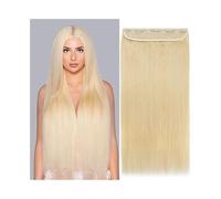 1 Piece Clip in Hair Extensions Clip in Hair Extensions Real Human Hair #613 Blonde One Piece Straight Hair Extensions 16-26 Inch Brazilian Remy Hair Pieces for Women Soft Hairpieces for Women(20 inch