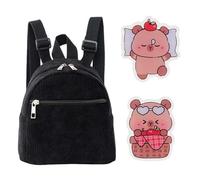 1 Piece Corduroy Small Backpack And 2 Pieces Decorative Badges, Mini Backpack, Casual Travel Bag, Cute Shoulder Bag.