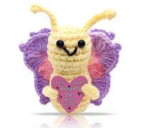 1 Piece Crochet Butterfly Positive Gift - Handmade Butterfly Stuffed Animal with Yarn & Cotton, Emotional Support Gift for All Ages, Cute Butterfly Gifts for Desk Decor & Encouragement, Portable