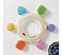 1-Piece Cute Food-Grade Silicone Teether Ring - Vibrant Multi-Color Toy | Teething Relief, Grasp Training & Shower Gift