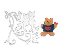 1 Piece die Cutting Mold, 1 Piece Brooch, Animal Mold, cat Mold, DIY Mold, Card Making die Cutting Machine, Making Scrapbook Album, Making Gift (Silver)