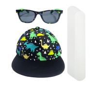 1 Piece Dinosaur Baseball Cap, 1 Piece Dinosaur Sunglasses And 10 Piece Hat Brim Patches, Children'S Sun Hat, Summer Sun Hat, Dinosaur Sun Protection Set.