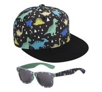 1 Piece Dinosaur Printed Hat And 1 Piece Dinosaur Printed Glasses, Children'S Baseball Cap, Cute Cartoon Accessories, Outdoor Sun Protection Supplies.