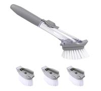 1 Piece Dish Brush With 4 Replacement Heads - Multifunctional Kitchen Cleaning Accessories With Dispenser