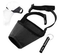 1 Piece Dog Mask with 1 Piece Whistle, Adjustable Dog Mask, Breathable Safety Muzzle for Dogs, Anti-Bite Muzzle for Dogs, Waterproof Dog Mask (Black)