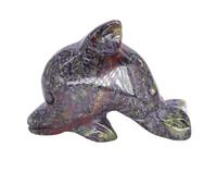1 Piece Dolphin Natural Stones Crystals Rose Quartz Carved Animal Figurine Stone Crafts Collection Home Decor,Dragon Blood Jasper
