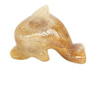 1 Piece Dolphin Natural Stones Crystals Rose Quartz Carved Animal Figurine Stone Crafts Collection Home Decor,Yellow Aventurine