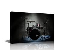 1 Piece Drum Set Wall Art for Living Room Music Series Wall Art for Bedroom Office Wall Decor Rock Band Shelf Drum Set Wall Painting Stretched and Framed Ready to Hang Home Decor (12''Wx 18''H)