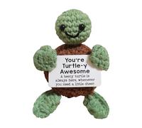 1 Piece Emotional Support Gift,Turtle Plush Positive Funny Crochet Cute Knitted Plushies Cheer Inspirational Up Energy Decor Handmade Squishy Cards Turtles Toy,for Women Men Motivational Stress Gift