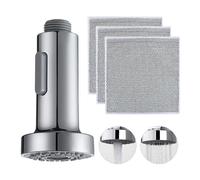 1 Piece Faucet and 3 Pieces Dishcloth, Kitchen Faucet, Faucet Adapter, Faucet Water Saver, Sink Hand Shower, Dishwashing Spray (Silver)