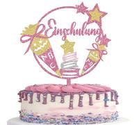 1 Piece Finally School Child Cake Decoration Glitter Hurray School Child Cake Decoration Sugar Bag ABC Small Star Cake Topper for Boys Girls School Beginning Theme Cake Decorations Pink