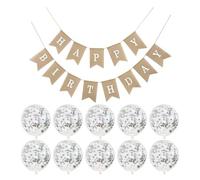 1 Piece First Birthday Banner, 10 Pieces Silver Balloons, Happy Birthday Banner, Birthday Bunting, Happy Birthday Decorations, One Birthday Banner