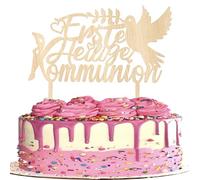 1 Piece First Holy Communion Cake Decoration Wooden Religious Cake Decoration Dove of Peace Cake Topper for First Holy Communion Theme Baby Shower Children Birthday Party Cake Decorations