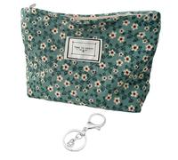 1 Piece Floral Pattern Bag and 1 Piece Key Ring, Flower Makeup Bag, Retro Storage Bag, Suitable for Traveling and Shopping.