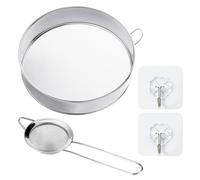 1 Piece Flour Sieve, 1 Small Filter Sieve, 2 Hooks, Flour Sieve, Fine Mesh Sieve, Round Flour Sieve Made of Stainless Steel, Fine Sieve Flour Tool