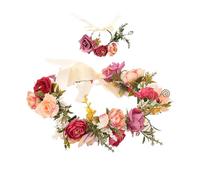 1 Piece Flower Wreath Headband & Bracelet Set - Bridal & Birthday Hair Accessories for Girls