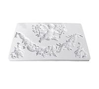 1 Piece Fondant Silicone Angel Babies and Flower Rattan Shaped Cake Decoration Gadget Chocolate and Clay Candy Molds Small Square Shapes Small Candy Mold Size White Color