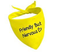1 Piece Friendly But Nervous Dog Bandana Nervous Anxious Dog Bandana Nervous Dog Gear (Friendly But Nervous D2)