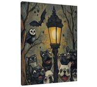 1 Piece Fun Halloween French Bulldog Dog Canvas Prints Wall Art 12 * 16, Haunted House Castle Puppy Wall Art for Living Room Bathroom, Small Large Vertical Scary Bedroom Decorations