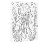 1 Piece Fun Jellyfish Canvas Prints Wall Art 16 * 20, Cartoon Underwater Drawing Vertical Wall Art for Living Room Bedroom, Big Small Sea Bathroom Decor Women Men