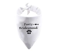 1 Piece Furry Bridesmaid Flower Wedding Dog Bandana Bridesmaid Announcement Wedding Gift (Furry Bridesmaid white)