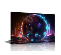 1 Piece Future Energy Power Technology and Internet Connection Concept Pictures Print On Canvas Wall Art for Bedroom Living Room Decoration, Wooden Framed Ready to Hang, 36"Wx24"H