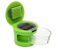 1 Piece Garlic Chopper, Stainless Steel Mini Garlic Press Crusher Gadget Ginger Chopper Cutter with Clear Plastic Tray Green